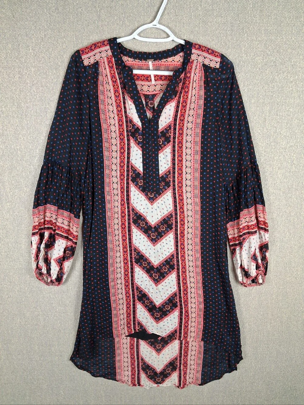 Free People Peacemaker Tunic Dress Size Small Black Combo High Low Boho Festival
